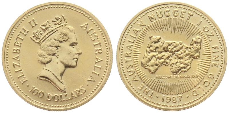 Australien 100 $ 1987 Nugget - 1 Unze Feingold